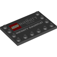 Plate Special 4 x 6, Studs on 3 Edges with LEGO Logo, 'THE INFINITY SAGA' and 'INFINITY GAUNTLET' Print (Black)