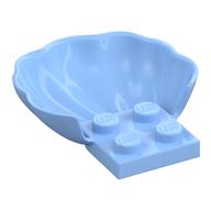 Animal Body Part, Clam / Scallop Half Shell with 4 Studs (Bright Light Blue)