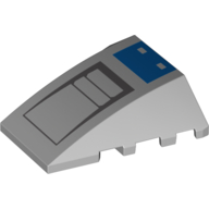 Brick Wedged, Curved 4 x 4 No Top Studs with Blue/Dark Bluish Grey Shapes Print (Light Bluish Gray)