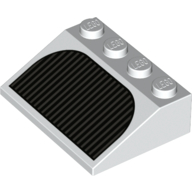 Brick Sloped 33° 3 x 4 with Black Grill Print (White)