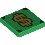 Tile 2 x 2 with Dollar Sign, Black Corners Print (Green)