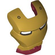 Headwear Accessory Visor Top Hinge with Gold Face Shield and White Eyes, Two Bolts Print (Iron Man) (Dark Red)