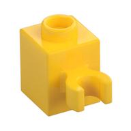 Brick Special 1 x 1 with Clip Vertical [Open O Clip, Hollow Stud] (Yellow)