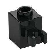 Brick Special 1 x 1 with Clip Vertical [Open O Clip, Hollow Stud] (Black)