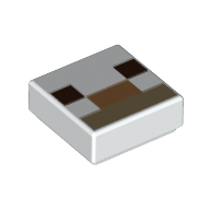 Tile 1 x 1 with Pixelated Dark Brown/Dark Tan/Medium Nougat Face Print (White)