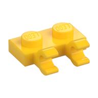 Plate Special 1 x 2 with Clips Horizontal [Open O Clips] (Yellow)