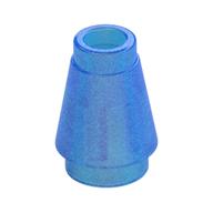 Cone 1 x 1 [Top Groove] (Opal Trans-Dark Blue)