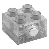 Duplo Light Brick 2 x 2 with White Button, Blue Light (Trans-Clear)