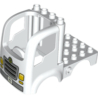 Duplo Car Body Truck 4 x 4 Flatbed with 4 Top Studs and Headlights and Grille Print (White)