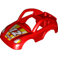 Duplo Car Body 6 x 10 x 3 with Two Studs at Back, '12 SPEED' Print (Red)