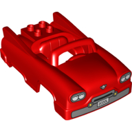 Duplo Car Body 6 x 10 x 3 Convertible with 4 Studs, Grille and Headlights Print (Red)
