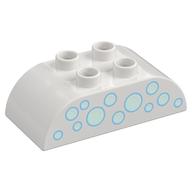 Duplo Brick 2 x 4 Curved Top with Bubbles Print (White)