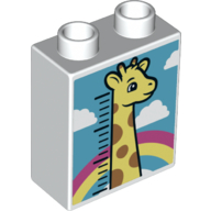 Duplo Brick 1 x 2 x 2 with Giraffe Head Height Chart Print (White)