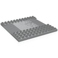 Duplo Baseplate 12 x 12 with Reduced Stud Section (Road) (Light Bluish Gray)