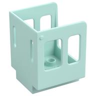 Duplo Train Cabin 3 x 3 x 3 1/2 Large Side Windows [Plain] (Light Aqua)