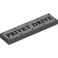 Tile 1 x 4 with 'Privet Drive' Print (Black)