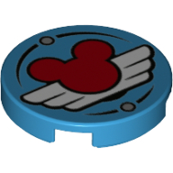 Tile Round 2 x 2 with Pilot Wings with Mickey Mouse Logo Print (Dark Azure)