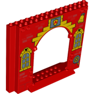 Panel 4 x 16 x 10 with Fire Station, Yellow Bell, Bricks, Window Print (Red)