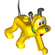Animal, Dog, Pluto with Green Collar, Black Ears, Nose and Tail, Red Tongue Print (Yellow)