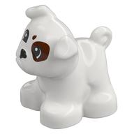 Duplo Animal Dog, Pug with Dark Brown Spots, Black Nose Print (White)