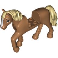 Animal, Horse with Raised Leg, Tan Mane and Tail, White Blaze Print (Medium Nougat)