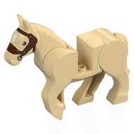 Animal, Horse, Moveable Legs with Reddish Brown Bridle Print (Tan)
