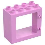 Duplo Door / Window Frame Flat Front Surface, Completely Open Back (Bright Pink)