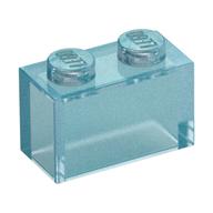 Brick 1 x 2 without Bottom Tube (Opal Trans-Light Blue)