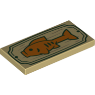Tile 2 x 4 with Orange Fish On Sign Print (Tan)