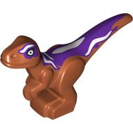Animal, Dinosaur, Raptor, Baby, Dark Purple Top, White Stripes (Dark Orange)