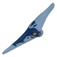Animal Body Part, Dinosaur, Pteranodon Head with Eyes and Dark Blue Stripes Print (Sand Blue)