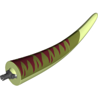 Animal Body Part, Dinosaur, Tyrannosaurus Rex Tail, with Pin, Olive Green Top and Dark Red Stripes Print (Yellowish Green)