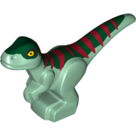 Animal, Dinosaur, Raptor, Baby, Dark Green Top, Dark Red Stripes Print (Sand Green)