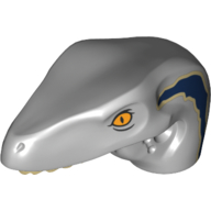 Animal Body Part, Dinosaur, Raptor Head with Tan Teeth and Tan and Dark Blue Marks Print (Light Bluish Gray)