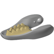 Animal Body Part, Dinosaur, Raptor / Dilophosaurus Lower Jaw with Tan Teeth Print (Light Bluish Gray)