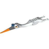 Animal Body Part, Dinosaur Torso and Head, Quetzalcoatlus with Orange Beak, Dark Bluish Gray Head Print (White)