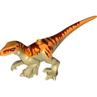 Animal, Dinosaur, Atrociraptor with Orange Top, Dark Red Stripes Print (Tan)