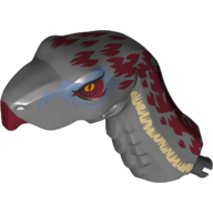 Animal Body Part, Dinosaur, Therizinosaurus Head with Dark Red Markings Print (Dark Bluish Gray)