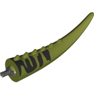 Animal Body Part, Dinosaur, Carnotaurus Tail, with Spikes and Pin, Dark Green Markings Print (Olive Green)