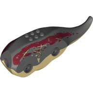 Animal Body Part, Dinosaur, Triceratops Body with Dark Bluish Grey Top, Dark Red Markings (Dark Bluish Gray)