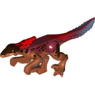 Animal, Dinosaur, Pyroraptor, Red Fin, Dark Red Top, Dark Brown Markings, Sand Blue Tail Print (Dark Orange)