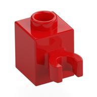 Brick Special 1 x 1 with Clip Vertical [Open O Clip, Hollow Stud] (Red)