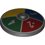 Dish 4 x 4 Inverted [Radar] with Red/Dark Green/Blue/Yellow Quadrants, White 1, 2, 3, 4 Print (Black)