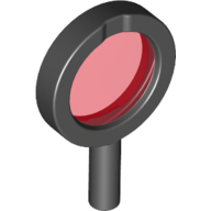 Equipment Magnifying Glass with Thick Frame, Hollow Handle, Trans-Red Lens Pattern (Black)