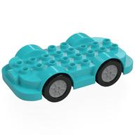 Duplo Car Base 4 x 8 with Four Black Wheels and Silver Hubs (Medium Azure)