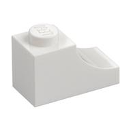 Brick Curved 2 x 1 with Inverted Cutout (White)