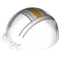 Windscreen 6 x 6 x 3 Dome with Dual 2 Fingers with White/Bright Light Orange Cockpit Print (Trans-Clear)