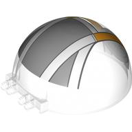 Windscreen 6 x 6 x 3 Dome with Dual 2 Fingers with White/Bright Light Orange/Light Bluish Grey Cockpit Print (Trans-Clear)