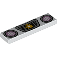 Tile 1 x 4 with Headlights, Grille, and Flowers Print (White)