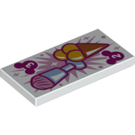 Tile 2 x 4 with Ice Cream, Mickey Mouse Logo Print (White)
